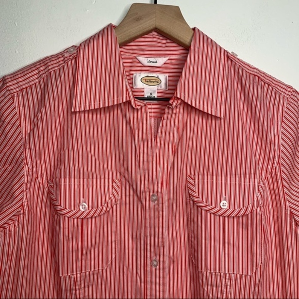 Talbots Red & White Stripe Button Up Short Sleeve - image 6